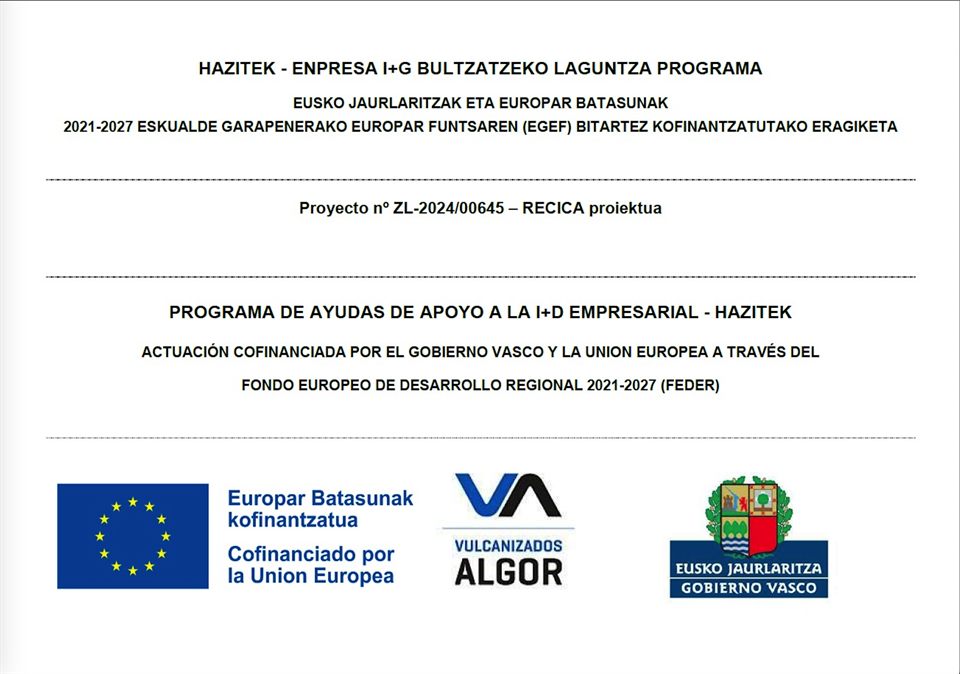 Proyecto RECICA cofinanciado por el Programa Hazitek del Gobierno Vasco y el FEDER 2021-2027